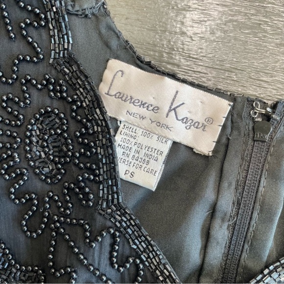 Vintage Black Fully Beaded Silk Basque Waistline Bodice Blouse - Picture 9 of 11